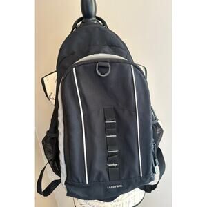 Lands’ End Kids Backpack Black/Gray 2 Zippered Compartments - 2 Mesh Side Depts